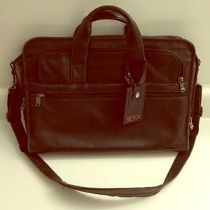 Tumi Alpha Deluxe Portfolio Leather Briefcase